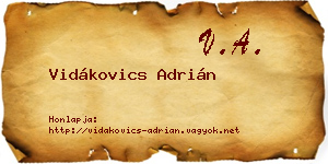 Vidákovics Adrián névjegykártya